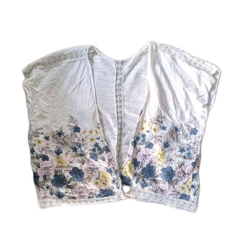 Francesca Bettini  100% Linen Floral  Kimono Duster Cardigan Made In Italy Beach